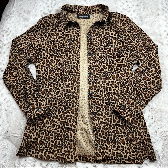 Sag Harbor Cheetah Print Shacket Women’s Size XL Non-Wrinkle - Picture 2 of 5
